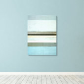 'Serious' Blue en Grey Abstract Art Canvas afdrukk Afdruk (Insitu (Houten vloer))