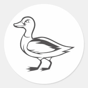 Serious Mallard Duck Bird in zwart-wit Ronde Sticker