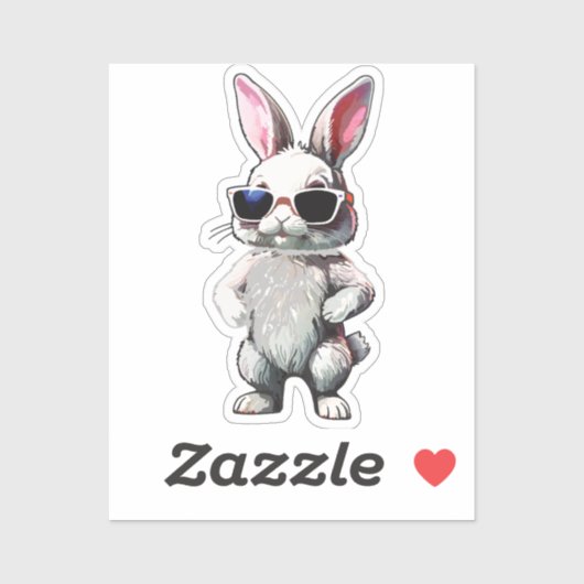Serious Rabbit with Sunglasses Vinyl Sticker (Vel)