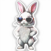Serious Rabbit with Sunglasses Vinyl Sticker (Voorkant)