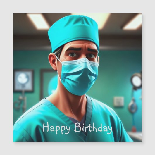 Serious Surgeon Birthday Magnetische Kaart (Voorkant)