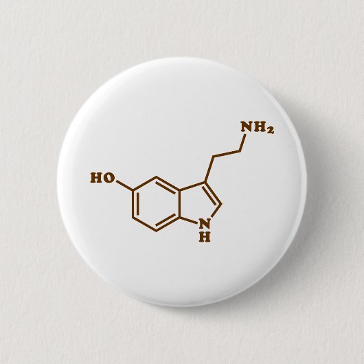 Serotonine Molecular Chemical Formule Ronde Button 5,7 Cm (Voorkant)
