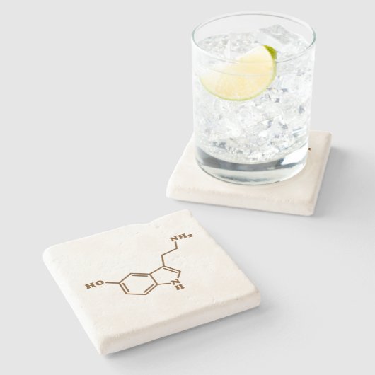 Serotonine Molecular Chemical Formule Stenen Onderzetter (Zijkant)