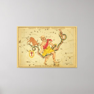 Serpens - Astronomisch Star Chart Afbeelding Canvas Afdruk