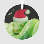 Serpent d'arbre vert dans l'ornement de Santa Hat (dos)
