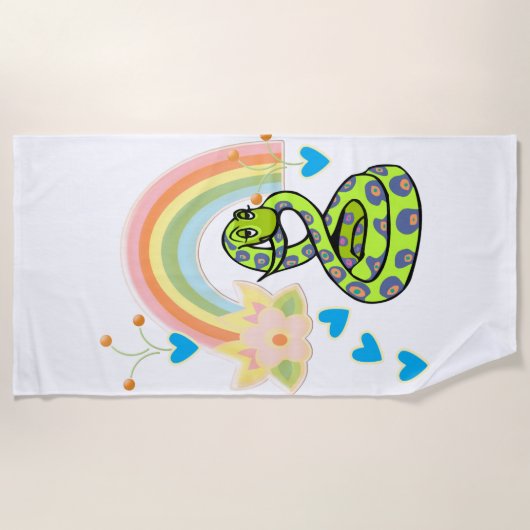 Serpent de serviette de plage Rainbow Floral (Devant)