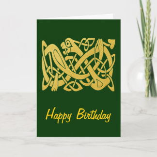 Serpent doré celtique sur carte d'anniversaire ver