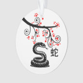 Serpent du Nouvel An chinois et fleurs rouges (devant)