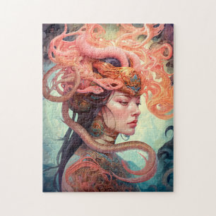 Serpent Hair Lady Fantasy Art Legpuzzel