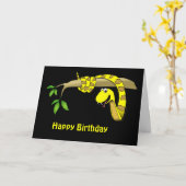 Serpent jaune dans un arbre Reptile Carte d'annive (Fleur jaune)
