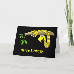 Serpent jaune dans un arbre Reptile Carte d'annive