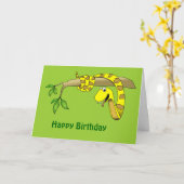 Serpent jaune dans un arbre Reptile Carte d'annive (Fleur jaune)