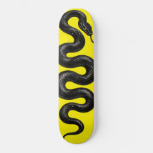 Serpent noir Design de skateboard jaune néon Repti