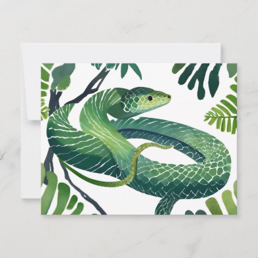 Serpent Vert | Année du Serpent Carte Aquarelle (Devant)
