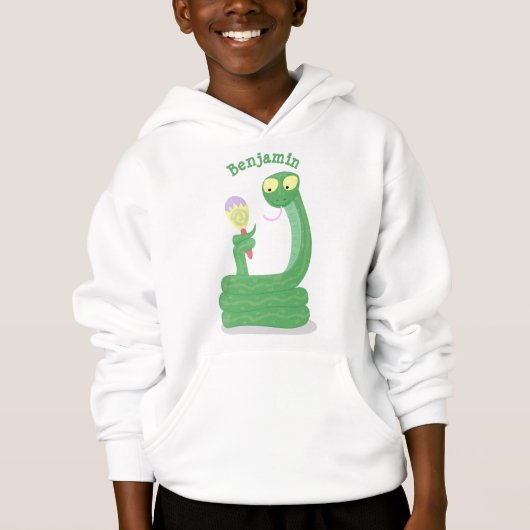 Serpent vert drôle avec dessin animé maracas (Devant)