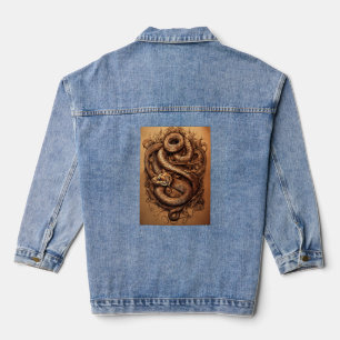 Serpent's Grace: Snake Design Tattoo Vorm Denim Jacket