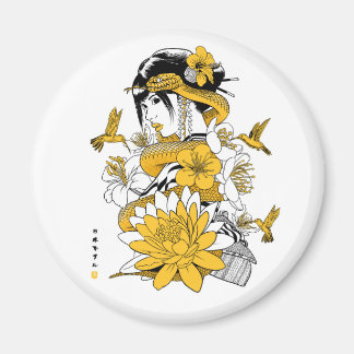 Serpiente amarilla con geisha magneet