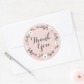 Serre de fleur rose | Merci Sticker (Enveloppe)