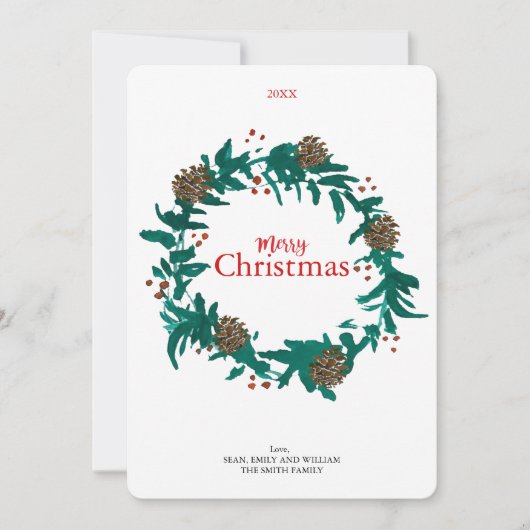 Serre de Noël traditionnelle avec carte Pinecones (Devant)