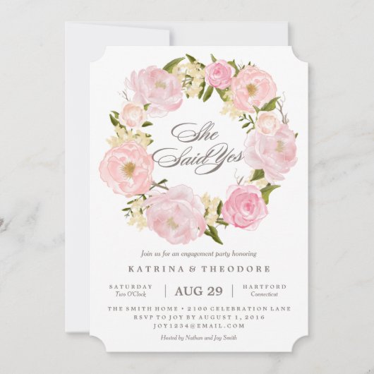 Serre Romantique Elle A Dit Oui Invitation Fiançai (Devant)