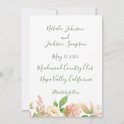 Serre Rose rose Enregistrer La Carte Date (Dos)