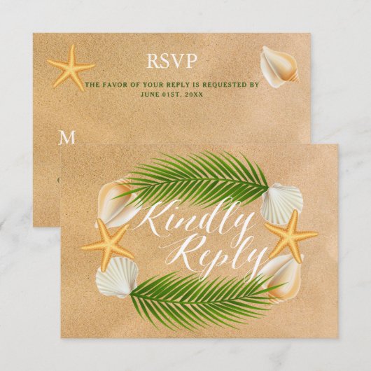 Serre tropicale Sandy Beach Wedding RSVP (Devant / Derrière)