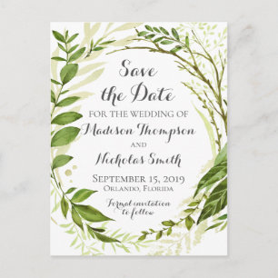 Serre vert rustique Enregistrer la date Cartes pos
