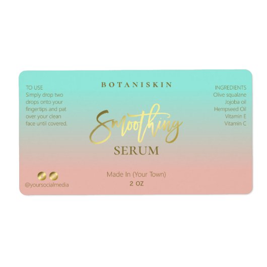 Sérum de lissage rose et bleu or Étiquette (Devant)