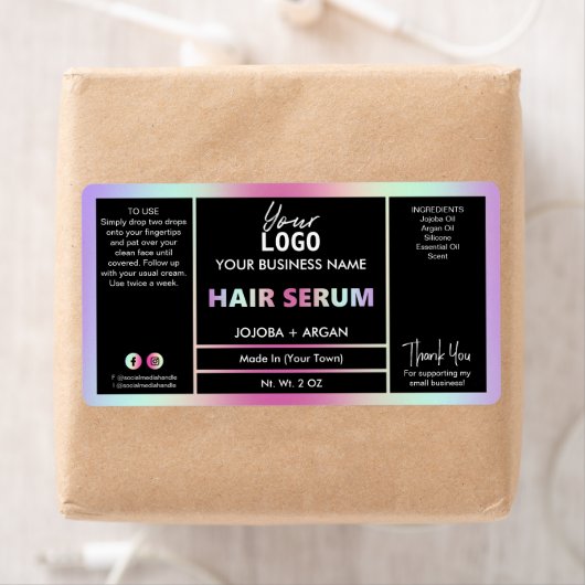 Sérum holographique arc-en-ciel Étiquette (En situation)