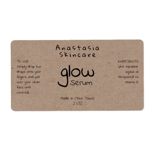 Sérum minimaliste manuscrit stylisé Étiquettes (Devant)