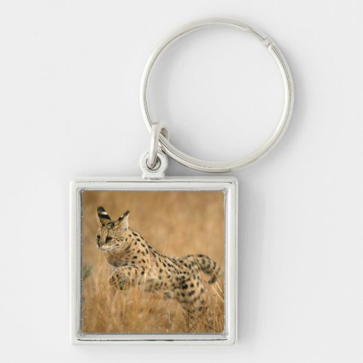 Serval (Leptailurus Serval) Springend Sleutelhanger (Voorkant)