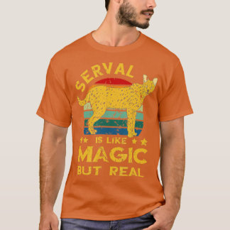 Serval Retro Magic, Real Serval Cat Wild Cat en T-shirt