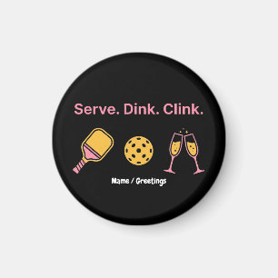 Serveer Dink Klink Grappige Pickleball Wijn Social Magneet