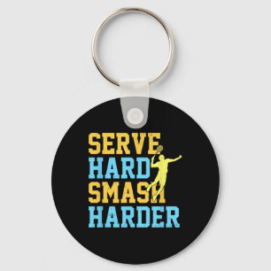 Serveer Hard Smash Harder Badminton Player Shuttle Sleutelhanger