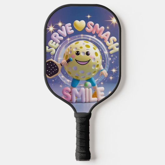 Serveer. Smash. Glimlach. – Schattigee Kawaii Pick Pickleball Paddle (Voorkant)