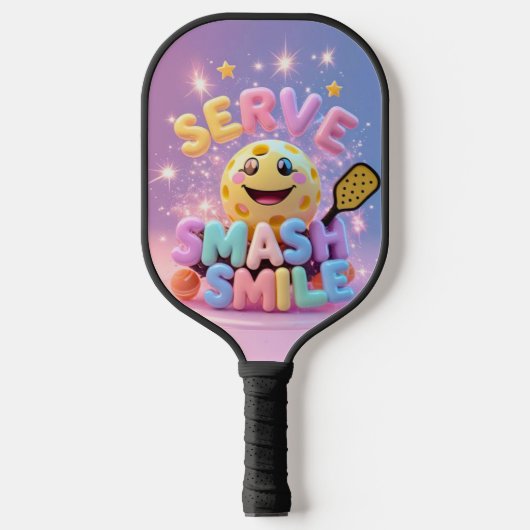 Serveer. Smash. Glimlach. – Schattigee Kawaii Pick Pickleball Paddle (Voorkant)