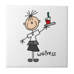 Serveerster Stickfiguur Tegeltje