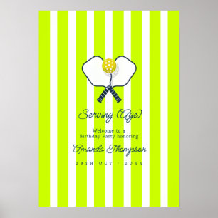 Serveren (Leeftijd) Neon Pickleball Verjaardag Wel Poster
