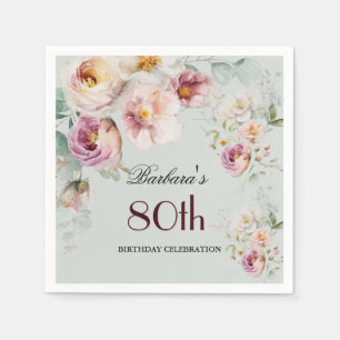 SERVET Elegante Waterverf Bloemen 80ste Verjaardag
