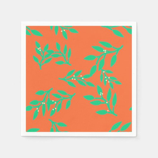 Servetten met bessen en bladeren op Sinaasappel (Voorkant)