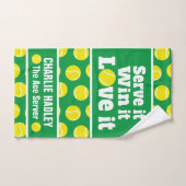 Servez-le, gagnez-le, aimez-le tennis sports vert (Serviette à main)