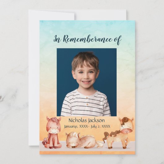 Service commémoratif Enfants Invitations Chevaux (Devant)