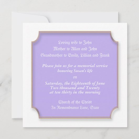 Service commémoratif faire-part croix dorées (Dos)