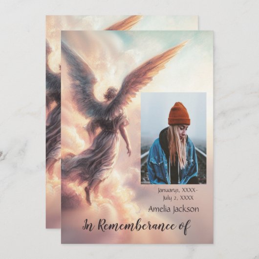 Service commémoratif Invitation Angel Sky Clouds (Devant / Derrière)