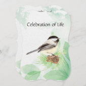 Service commémoratif Invitation Aquarelle Chickade (Devant / Derrière)