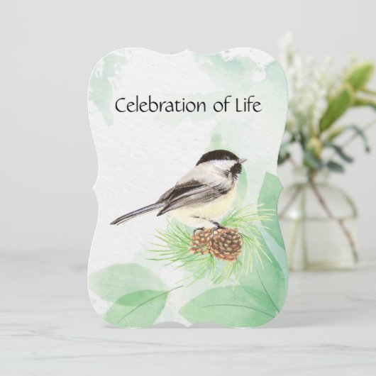 Service commémoratif Invitation Aquarelle Chickade (Debout devant)