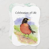 Service commémoratif Invitation Aquarelle Robin Bi (Devant / Derrière)