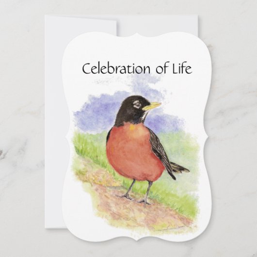 Service commémoratif Invitation Aquarelle Robin Bi (Devant)