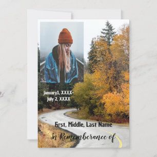 Service commémoratif Invitation Automne Route Auto