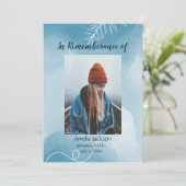 Service commémoratif Invitation Bleu Feuilles bota (Debout devant)